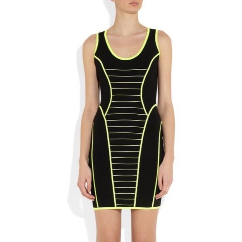 Milly Camille Neon Striped Knit Dress TRON